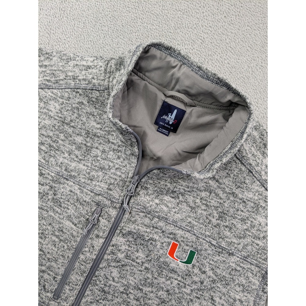 Johnnie-O Mens XL University of Miami Hurricanes Full Zip Sweater Knit Vest Gray